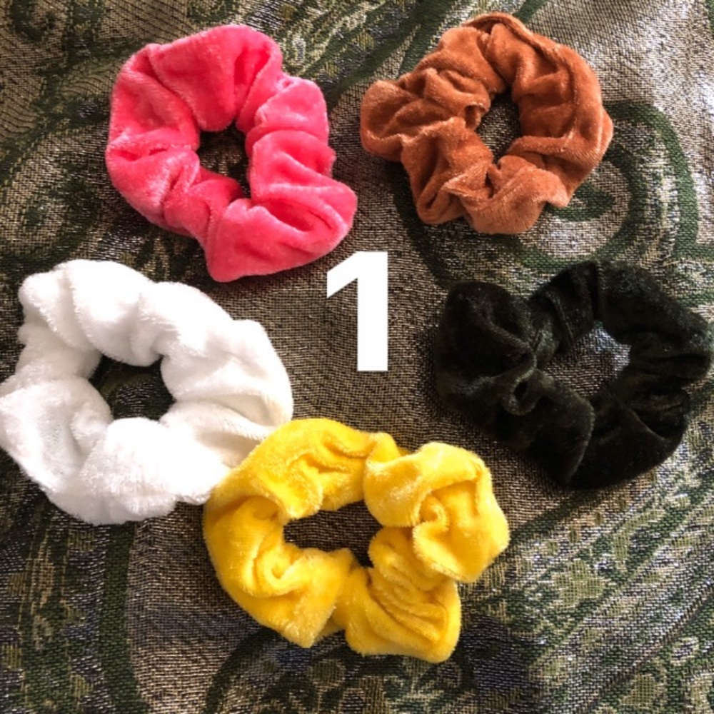 Lot of very soft velvet scrunchies